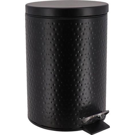 Cestino dei rifiuti in metallo con effetto martellato e dispositivo anticaduta da 3 l - nero - Tendance (1/5)