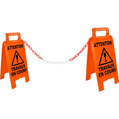 Kit Chevalets travaux en cours Orange Fluo + 5m de chaine Ø6mm - 4292236 (1/2)
