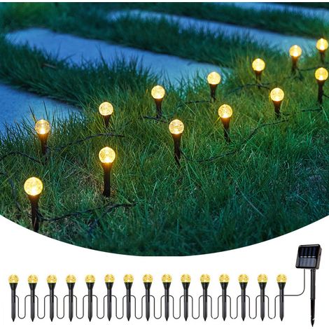 Lot de 20 lampes solaires LED pour allée et jardin, rechargeables et économes en énergie. Idéales pour décorer terrasse, allée et cour. (1/5)