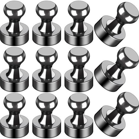 Lot de 12 aimants noirs pour réfrigérateur, pour tableau blanc, bureau, salle de classe, carte, cuisine (1/5)