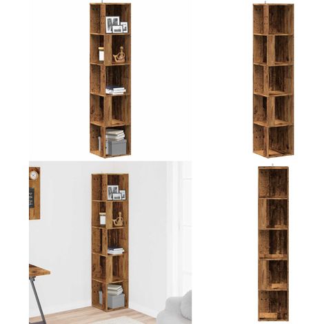 vidaXL Eckregal Altholz-Optik 33x33x165 cm Holzwerkstoff