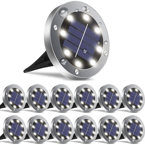 Solar-Gartenleuchten, 12er-Pack, wasserdichte Solar-Gartenleuchten, helle Dekoration für Rasen, Terrasse, Einfahrt, Treppe und mehr