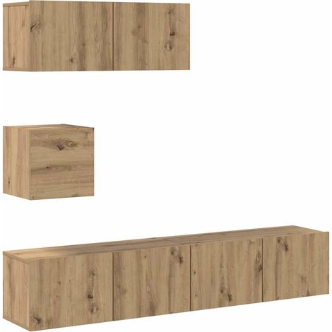 Maison Exclusive - 4-tlg. TV-Schrank-Set Wandmontage Artisan-Eich