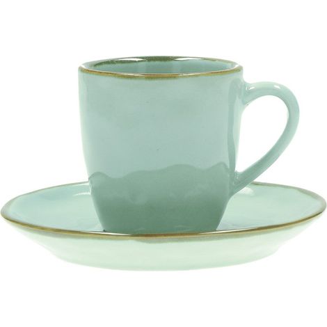 ROSE & TULIPANI Concerto Verde Acqua Tazzina Caffè con Piattino