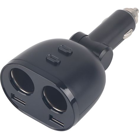 Chargeur Voiture 3.1A Double USB Double Allume-Cigare Adaptateur Multiprise Avec Affichage LED Tension (1/5)