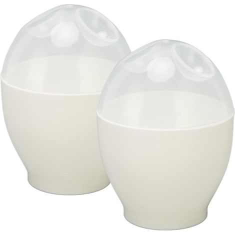 Cuiseur à œufs - 2 pièces - Cuiseur à œufs pour micro-ondes - Cuiseur à œufs - Mini tasse portable pour cuisson rapide des œufs - Pour le petit-déjeuner en Cuisine - Wit