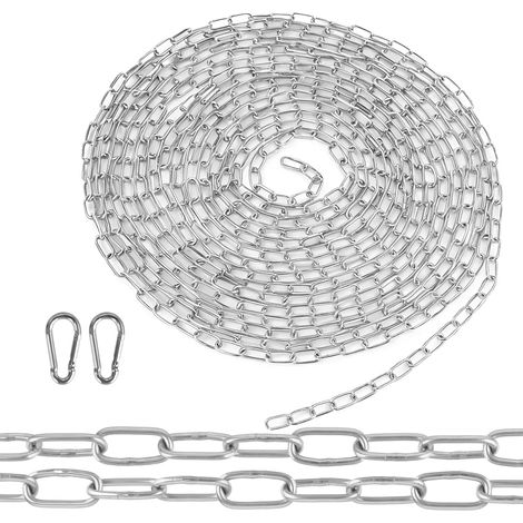 Chaîne en acier inoxydable au mètre - 6 m - Chaîne en acier inoxydable avec mousqueton - Chaîne en acier inoxydable de 1,5 mm à suspendre - Chaîne à maillons en acier inoxydable pour chien (1/5)