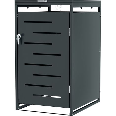 Wolketon Cubierta para contenedores de basura acero inoxidable para cubos 120L y 240L, armario exterior resistente a la intemperie