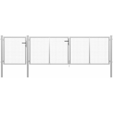 vidaXL Portail de jardin en acier 400 x 100 cm argenté (1/5)
