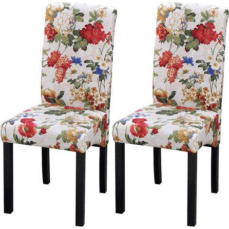 vidaXL Sillas de comedor 2 unidades tela multicolor (1/5)