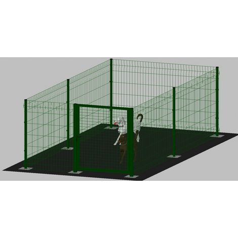 .Recinto-Box Modulare per Cani in Ferro Zincato e Verniciato Verde-con Pali a Tassellare - cm 200x400x122h (1/2)