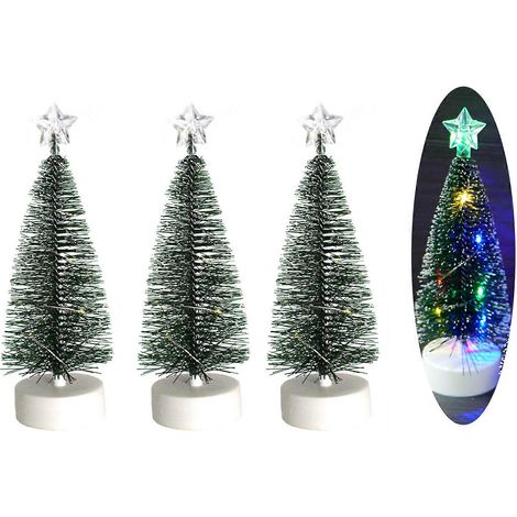 Mini-Weihnachtsbaum mit Lichterkette, 3er-Pack Tisch-Weihnachtsbäume mit Lichterkette für die Weihnachtsdekoration im Innenbereich (1/5)