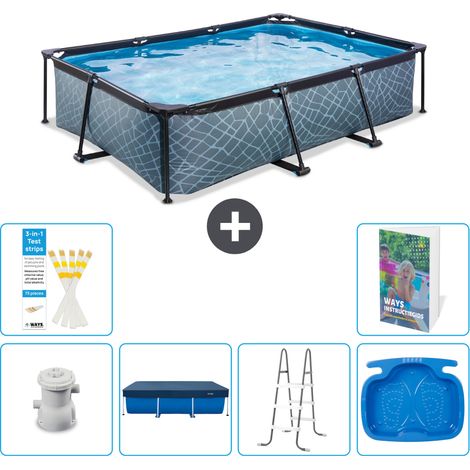 Exit Pool Rechteckig - Steinoptik - 300x200x65 cm - 7-teilig S314