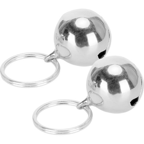 Lot de 2 clochettes en cuivre antirouille, son clair, pour collier de chien ou chat (argenté) (1/5)