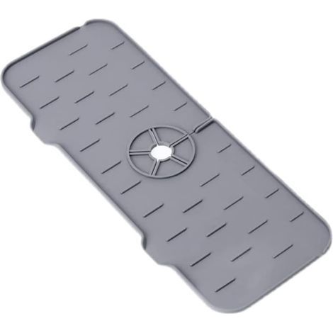 Tapis de robinet de cuisine en silicone pour salle de bain - Protection contre les éclaboussures - Tapis d'évier derrière le robinet - Protection contre les éclaboussures - Comptoir (gris) (1/5)