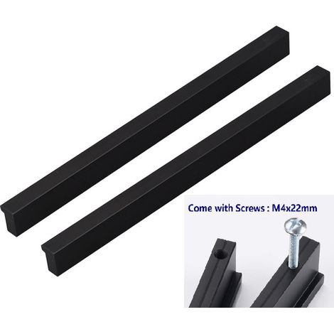 MINKUROW 2x 90° L Pomos de puerta Cocina Dormitorio Puerta Gabinete Manijas Gabinete Puerta Manija Pomo para cajón Armario Tirador de muebles interiores, Distancia central 256 mm, Aluminio (1/5)