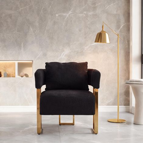 Fauteuil relax en velours noir 1 place design contemporain (1/5)