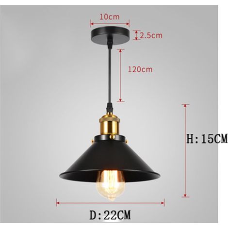 Industrielle Pendelleuchte aus Schmiedeeisen für Kücheninseln, Landhausstil, verstellbare Metall-Pendelleuchte, Deckenleuchte, schwarz (1,2 cm)