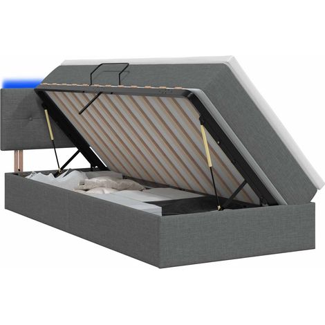 Cama de almacenamiento LED con colchón Gris oscuro 90 x 190 cm vidaXL (1/5)
