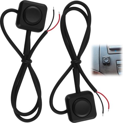 Lot de 2 Boutons Poussoirs 12V 24V, Mini Interrupteur 12V Momentané avec Câble 300 mm, Montage en Surface avec Adhésif, Interrupteur à Poussoir Compact pour Voiture Bateau Industrie Électronique (1/5)