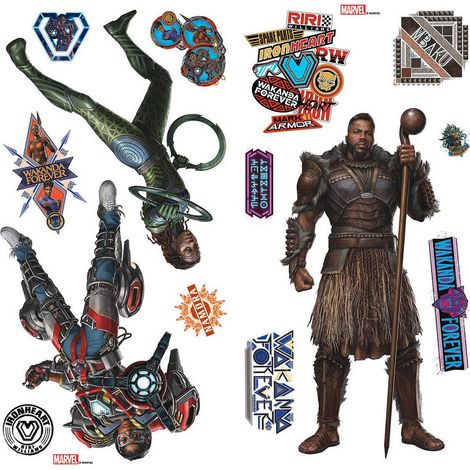 Stickers repositionnables - Personnages Black Panther : Wakanda Forever - 23 cm x 44 cm (1/5)
