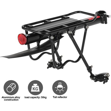 Wolketon Portapacchi universale per bici in alluminio per reggisella con parafango e riflettore – Carico 50 kg