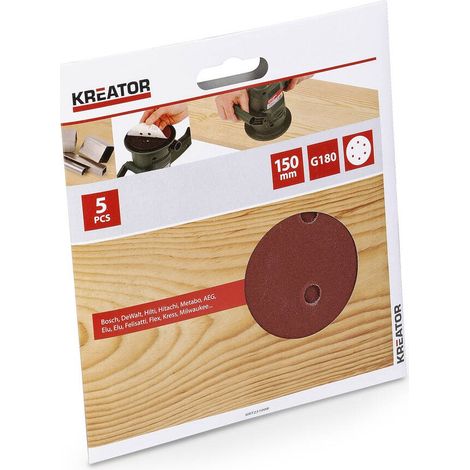 Juego de 5 discos autoagarrantes - grano 180 - Ø 150 mm KREATOR (1/2)