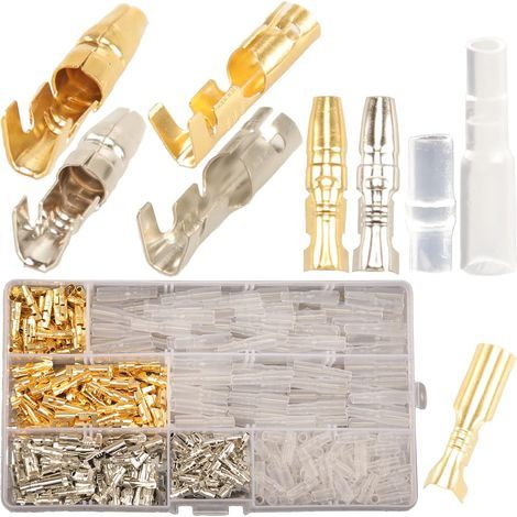 400PCS 3.9mm Laiton Bullet Connecteurs Kit Mâle et Femelle avec Manchon Isolant, connecteur electrique moto automobile cosse electrique moto a sertir, bullet terminal cosse ronde cosses à sertir (1/5)
