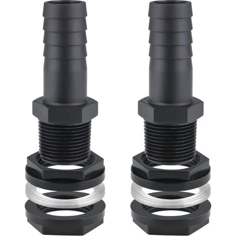 2PCS Trop Plein Cuve, 25mm Passe Paroi Cuve raccord Male Leakproof Hose pour Citernes Raccord Récupérateur eau de Pluie de Pluie Passages Mit Joints (1/4)
