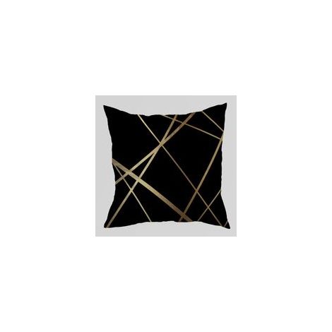 Housses de Coussin Noires 45x45cm, Motif Géométrique Doré, Décoration Moderne pour Salon et Chambre - Lot de 2