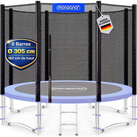 MONZANA® Filet de sécurité pour trampoline résistant filet rond entrée zippée refermable Dimension au choix 305 cm