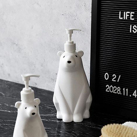 Flacon distributeur de savon en forme d'ours mignon, grande capacité, avec pompe, pour salle de bain et cuisine, format L (11 x 26 cm / 4,3 x 10,2 pouces) (900 ml) (1/5)