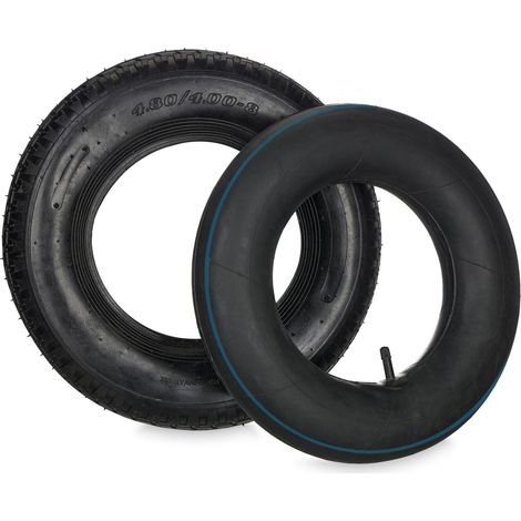 Set pneumatico e camera d'aria di ricambio per carriola carrello 4.00-8 pollici superficie profilata in gomma nera 130013154