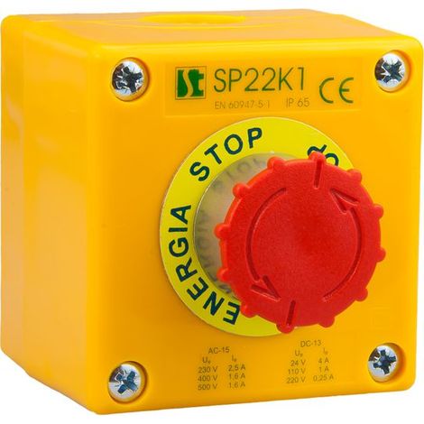 Dispositivo de mando spamel safety switch box ip65 botón seta
