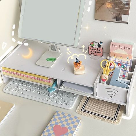 Support surélevé pour écran d'ordinateur de bureau ou portable, pour ordinateur portable ou de bureau. Rangement de bureau. Organisateur de bureau (1/5)