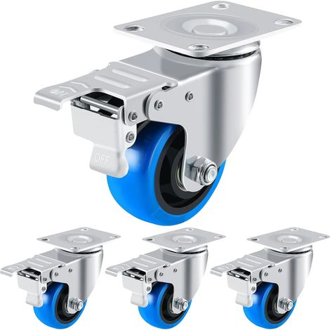 Ruote piroettanti, 4 x 125 mm, capacità di carico 600 kg, rotazione a 360°, rivestimento in poliuretano resistente, design robusto (1/5)
