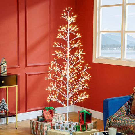 Sapin de Noël artificiel blanc de 180 cm avec 384 lumières LED (1/5)