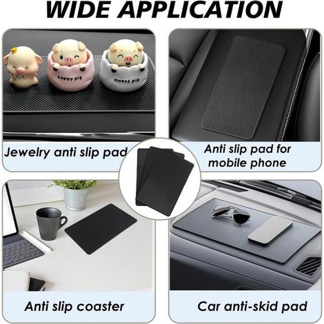 Tappetino antiscivolo in 2 pezzi per cruscotto auto - Tappetino universale antiscivolo e antipolvere - Resistente al sole e al calore - Riutilizzabile - Autoadesivo - Adatto per riporre cellulari, occ (1/4)