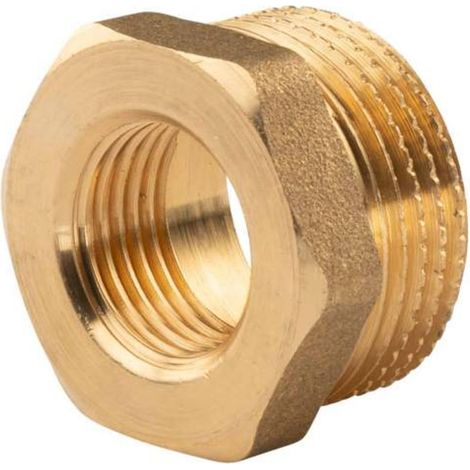 Messing Gewinde-Fitting Reduzierung 1"AG (DN 25) - 1/2"IG (DN 15) - schwere Ausführung