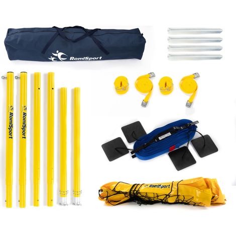 Set rettangolare, pali in alluminio, rete in PVC 8,5 m gialla, n58d (1/3)