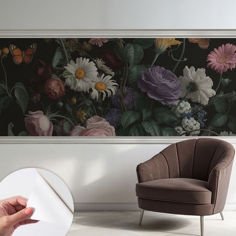 Papier peint autocollant adhésif installation rapide du papier peint durable et résistante Élégance florale 250x104 cm (1/5)