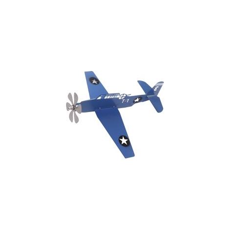 Girouette Avion en Fer et Acier Inoxydable – Bleue, Idéale pour Jardin, Terrasse ou Pelouse