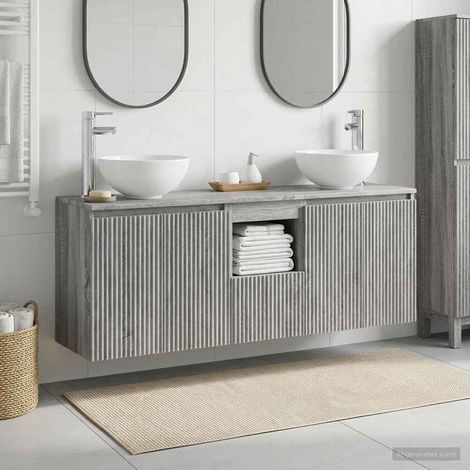vidaXL Bathroom Cabinet Set 3 pcs Grey Sonoma 129 x 35 x 80 cm (1/5)