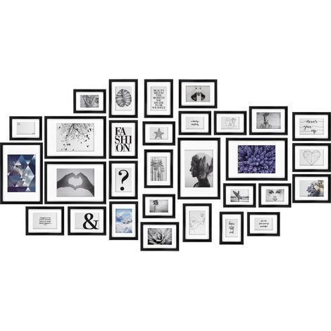 Lot de 30 cadres photos 10x15cm, 13x18cm, 20x30cm – MDF et cristal incassable – Décoration murale pour chambre, salon, bureau – Bomoe (1/6)