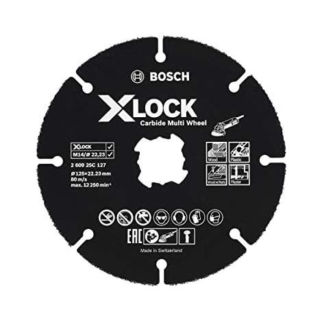 Bosch Professional 260925C127 Mola da taglio Carbide Multi Wheel per Legno, Pareti a Secco, Tubi di Rame, X-LOCK, Accessorio per Smerigliatrice Angolare, Ø 125 mm (1/5)