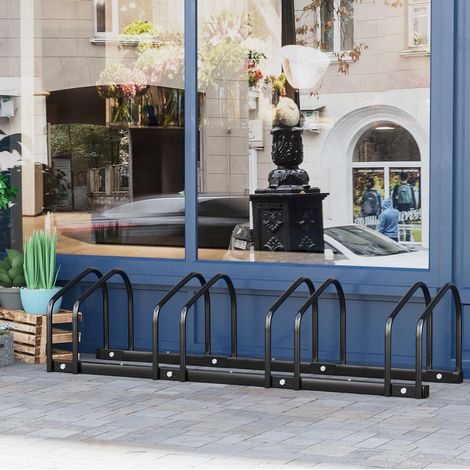 HAVRYA Fahrradständer für 4 Fahrräder aus Stahl, Boden- oder Wandmontage, Schwarz, 110 x 33 x 27 cm (1/5)