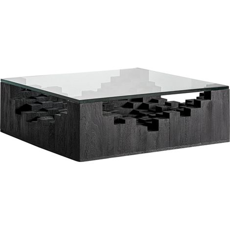 Table basse carrée en bois de manguier noir - noir (1/5)