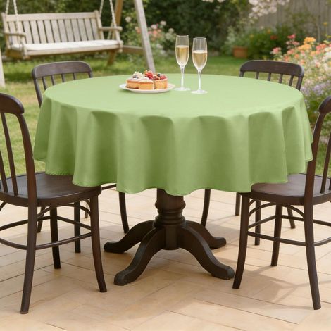 Runde Tischdecke 140 cm Hellgrün, abwaschbar, wasserabweisend, für Garten & Balkon