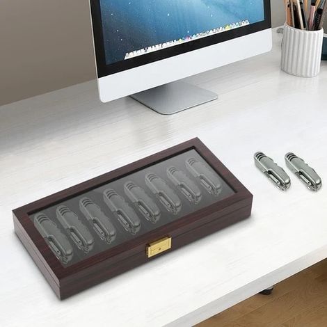 8 Gitter Messer Aufnahmebox, Desktop Dolch Werkzeug Aufnahmebox, geeignet für die Lagerung einer Vielzahl von Werkzeugen, einschließlich kaltes Messer, praktisches Messer, Taschenmesser, 40 19 5 cm