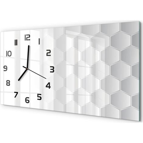 Horloge Murale XXL 60x30 cm Design Moderne en Verre Trempé Salon Salle à Manger Arrière-plan hexagonal (1/5)